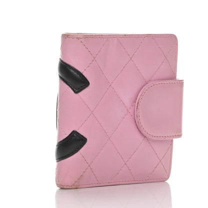 Chanel Calfskin Quilted Cambon Bi-Fold Wallet Pink Black 3 of 11