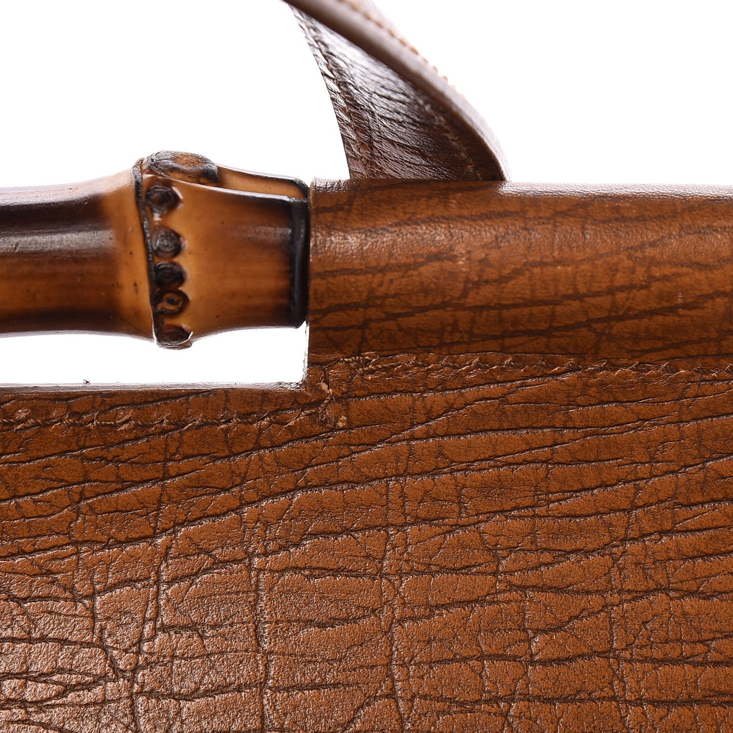 Calfskin Bamboo Bullet Satchel Brown