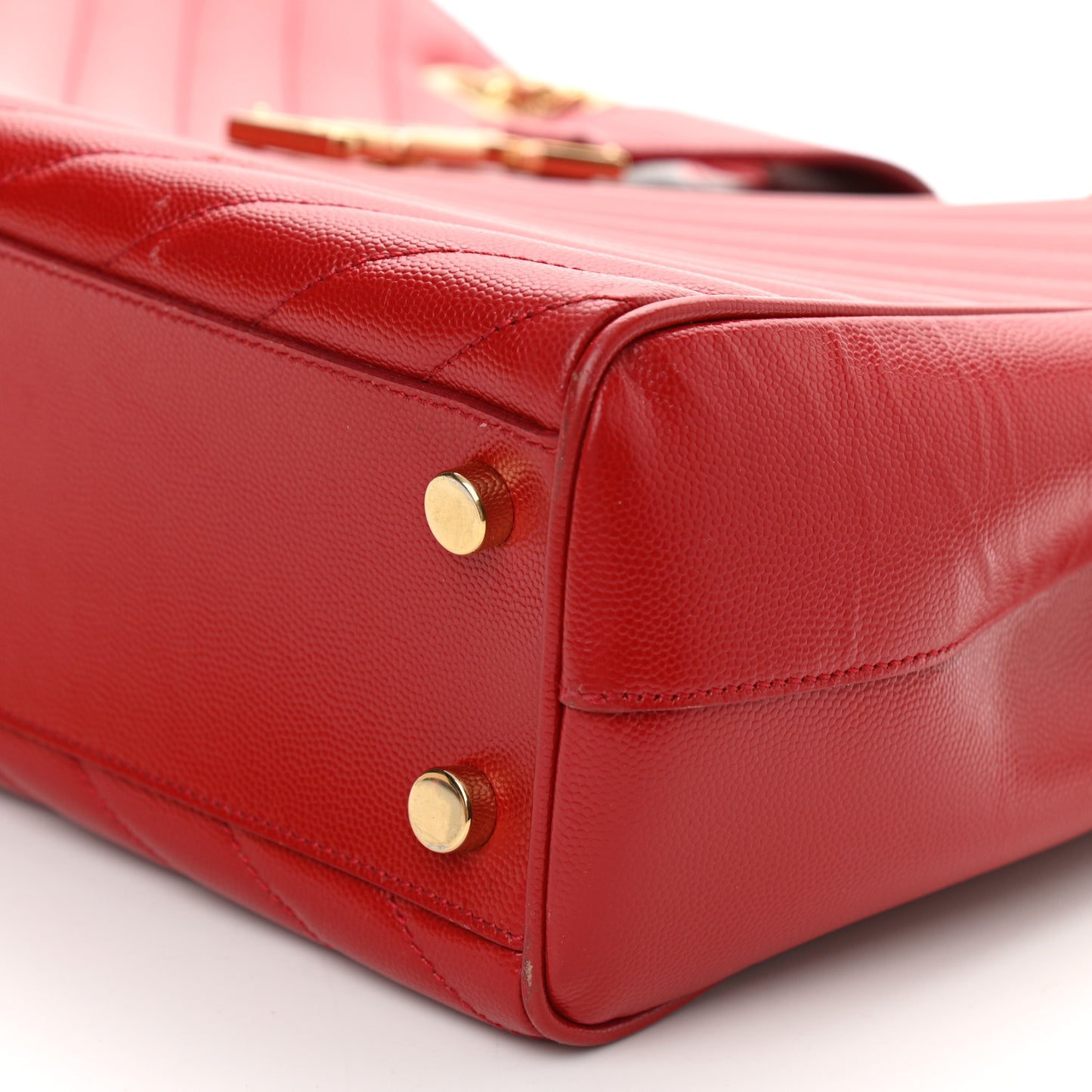 Grain De Poudre Matelasse Chevron Monogram Shopping Bag Red