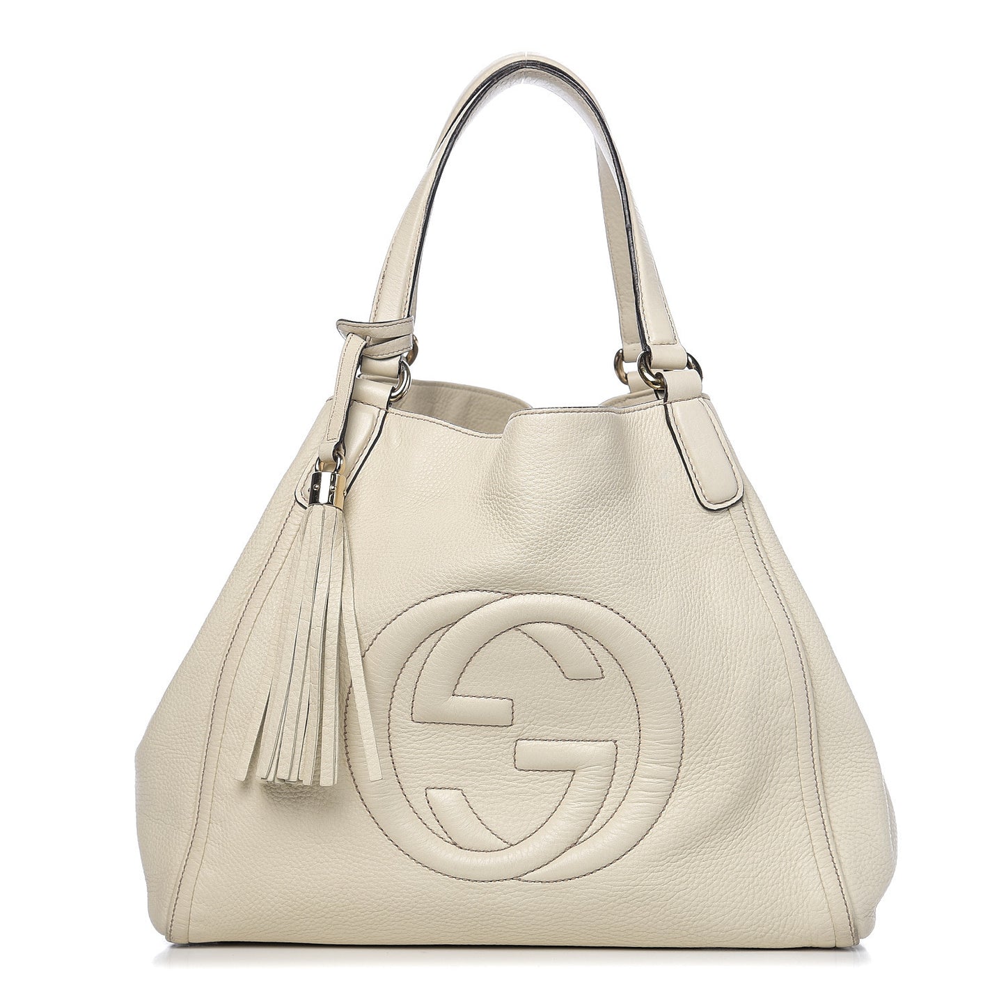 Pebbled Calfskin Medium Soho Shoulder Bag Off White