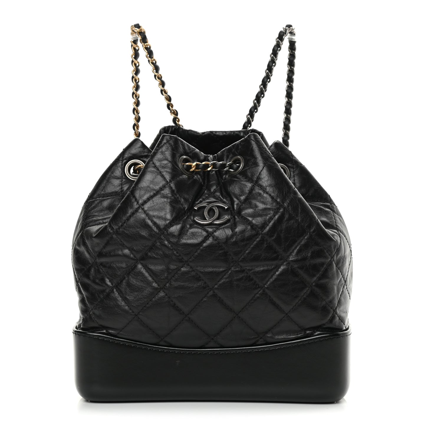 Aged Calfskin Quilted Small Gabrielle Backpack Black