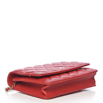 Chanel Caviar Quilted Wallet on Chain WOC Red 4 of 12