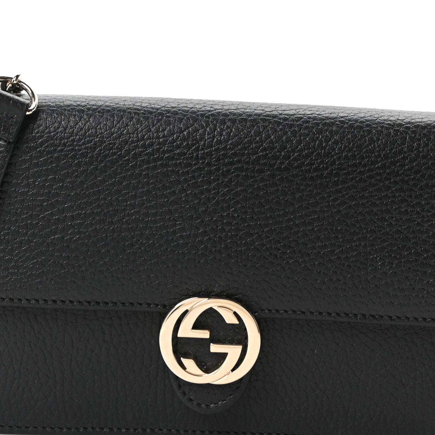 Dollar Calfskin Interlocking G Chain Wallet Black