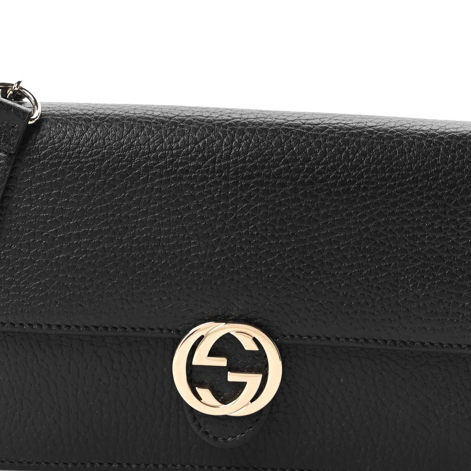Gucci Dollar Calfskin Interlocking G Chain Wallet Black 7 of 9