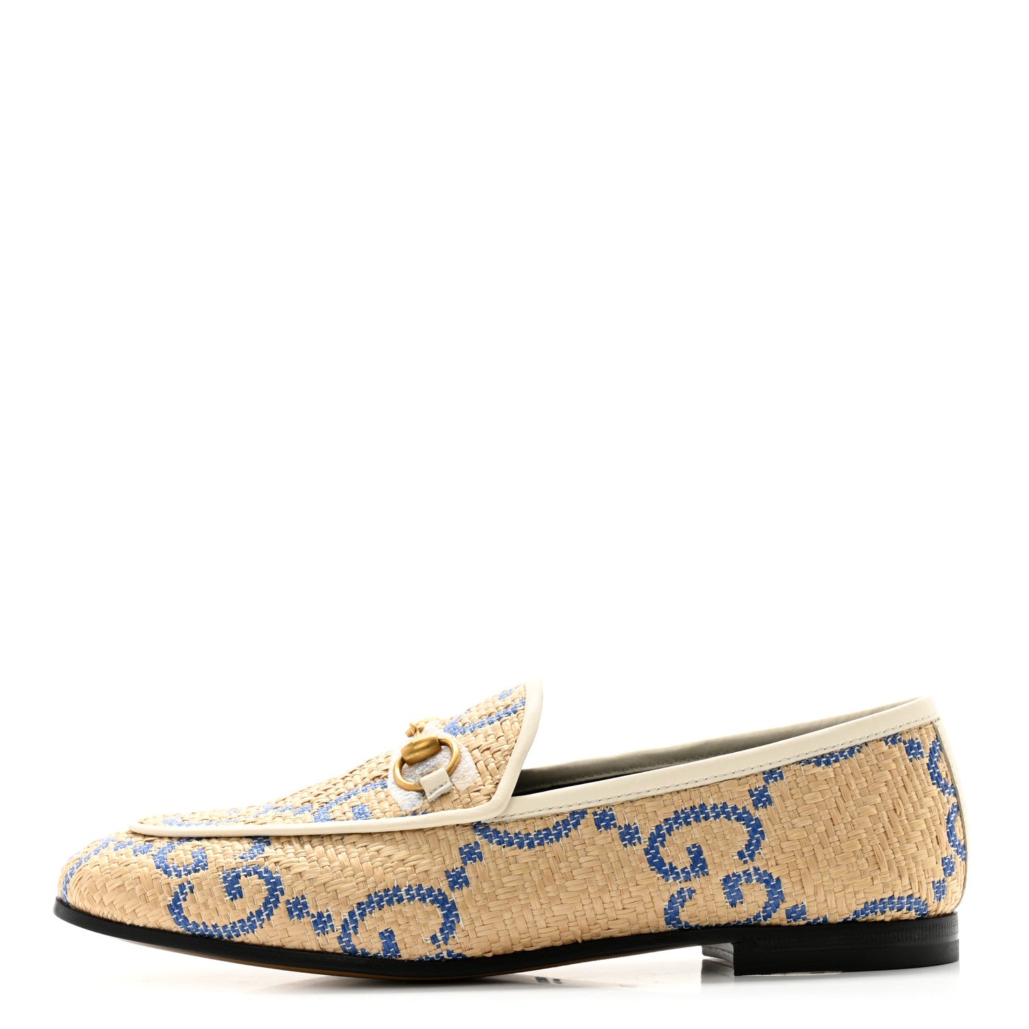 Gucci Raffia Horsebit Womens Jordaan Loafers 36 Natural Royale Mystic White 1 of 10