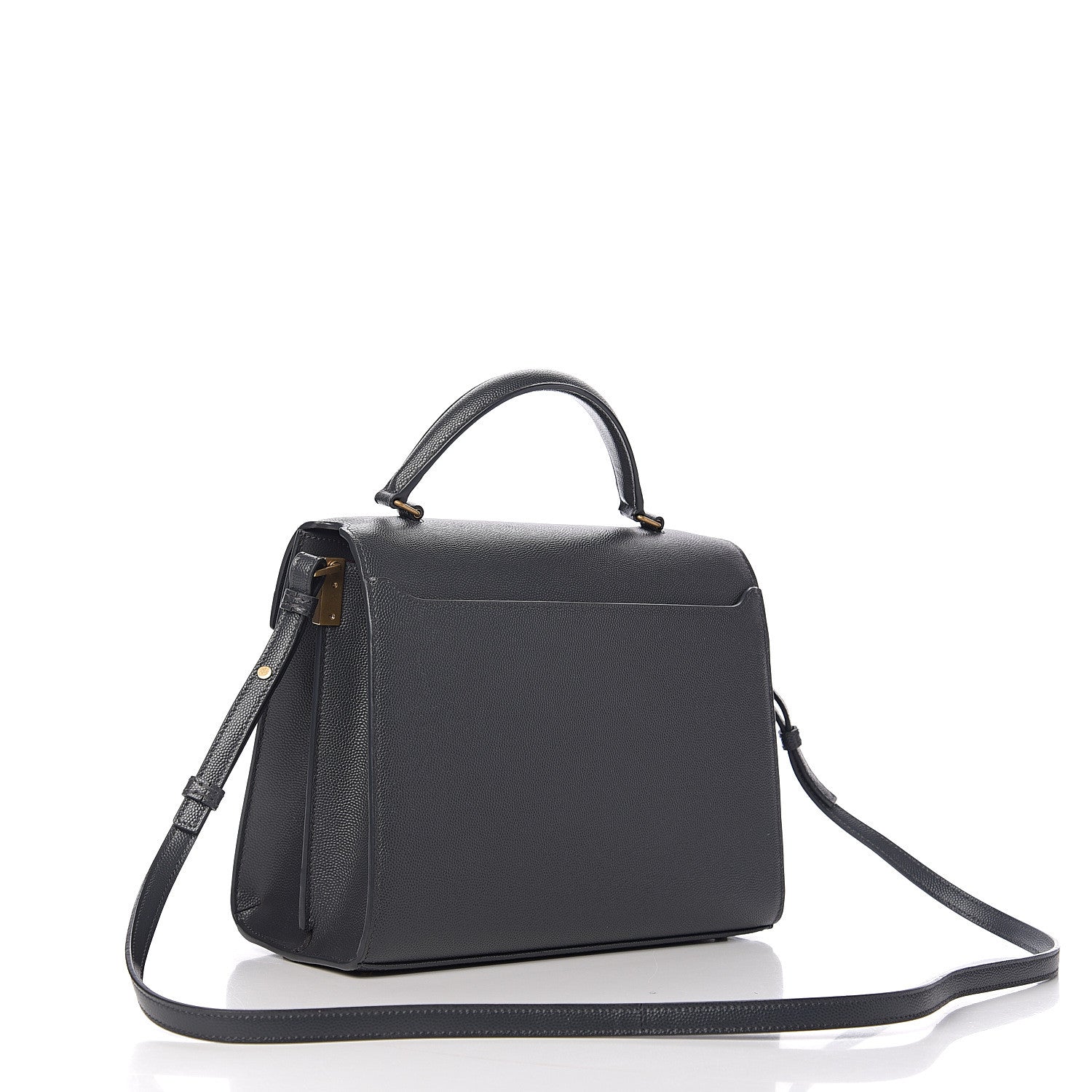 Saint Laurent Grain de Poudre Medium Classic Monogram Cassandra Top Handle Dark Smog 2 of 11
