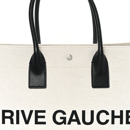 Saint Laurent Linen Calfskin Rive Gauche Tote Optic White 8 of 11