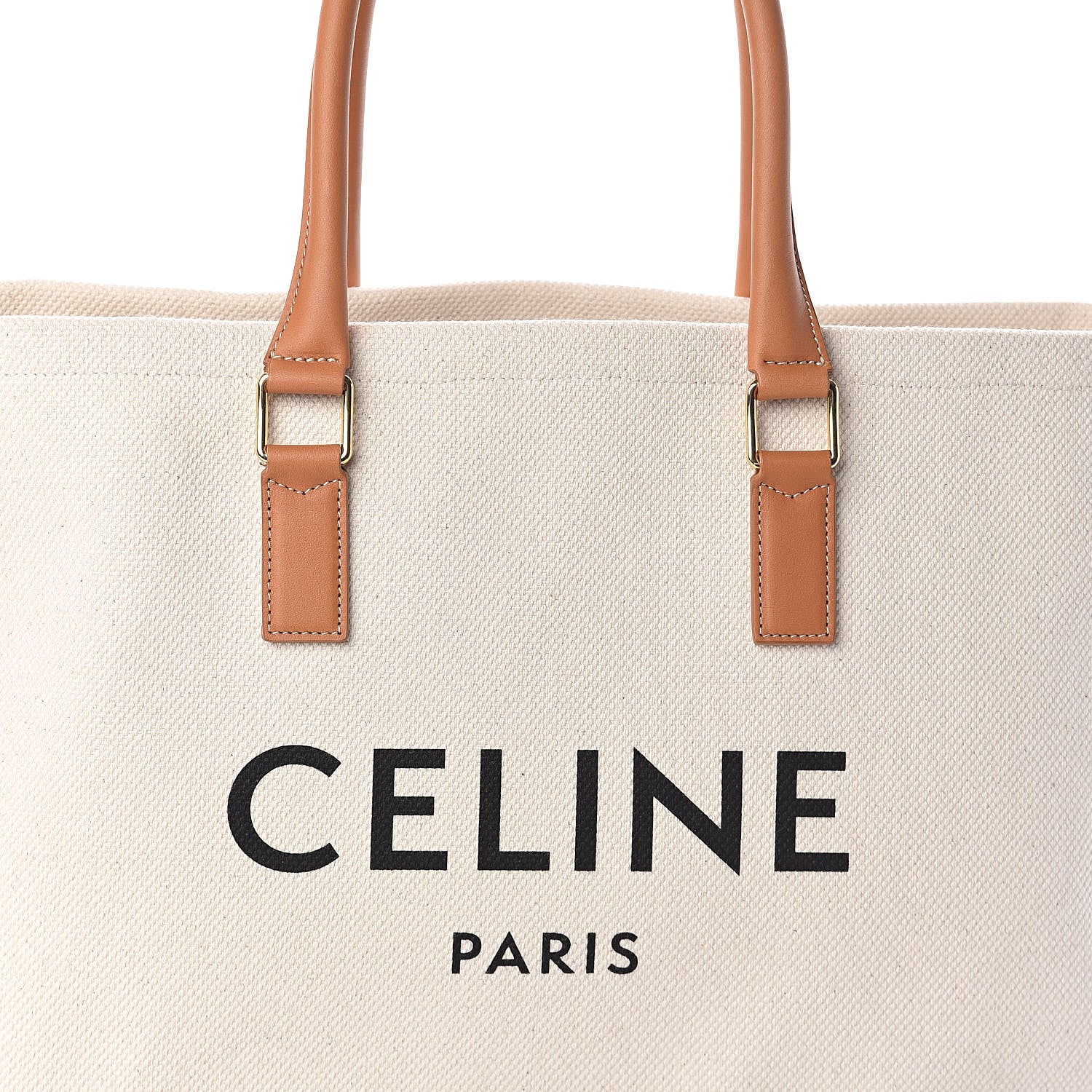 Celine Canvas Calfskin Horizontal Cabas Natural Tan 7 of 9