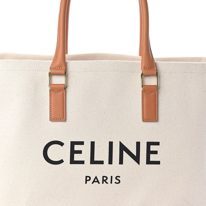 Celine Canvas Calfskin Horizontal Cabas Natural Tan 7 of 9