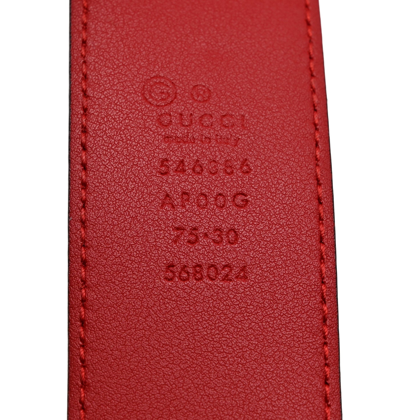 Moon Calfskin Interlocking G 37mm Belt 75 30 Vibrant Red