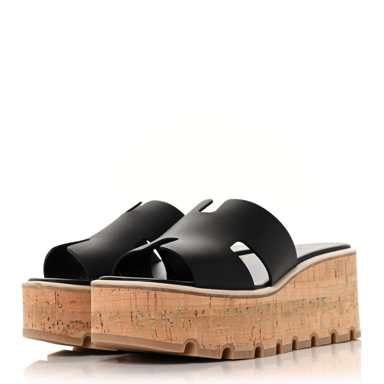 Hermes Calfskin Cork Eze 30 Sandals 38 Black 3 of 8