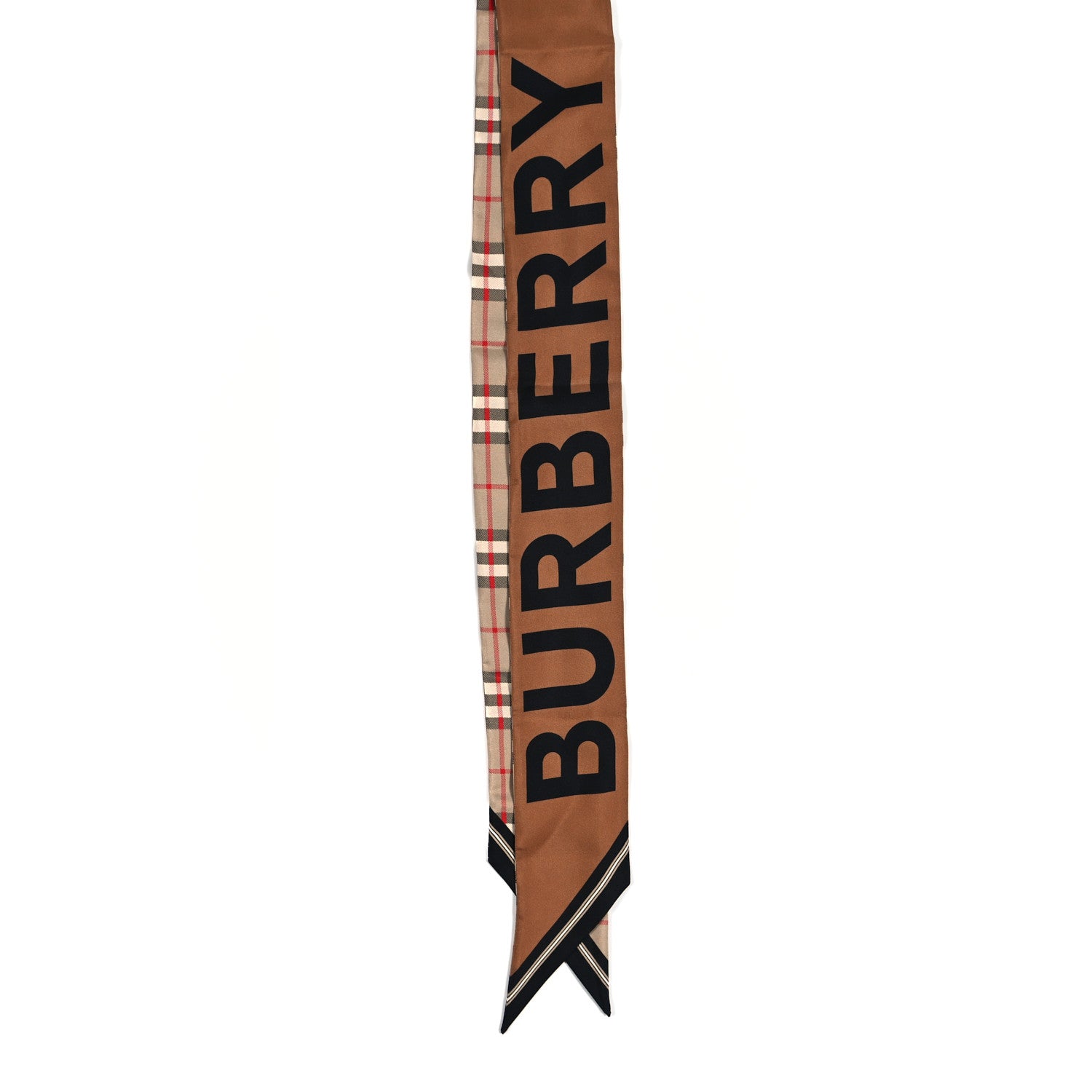 Burberry Silk Vintage Check Logo Print Skinny Scarf 2 of 3