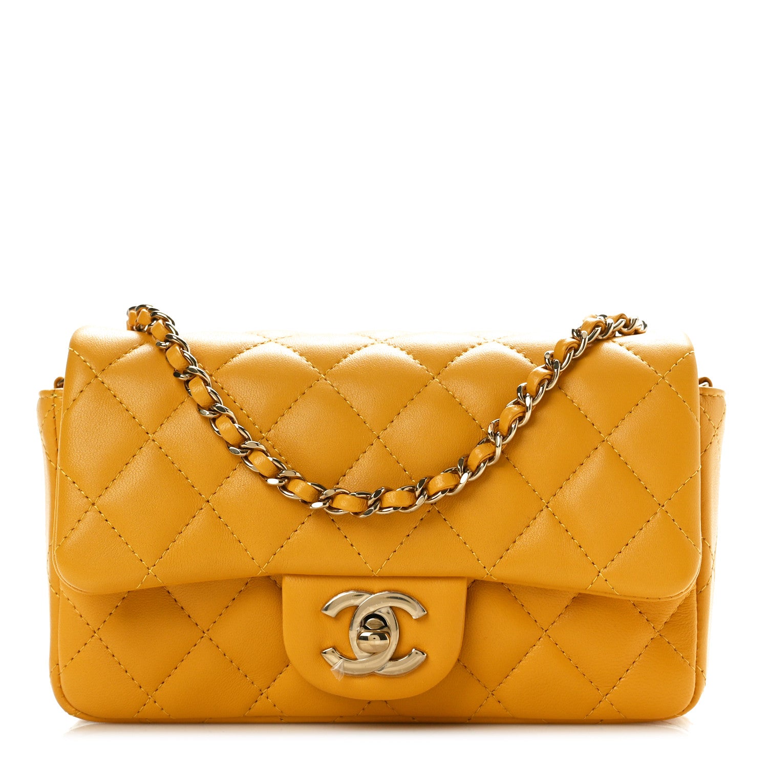 Chanel Lambskin Quilted Extra Mini Flap Bag Yellow 1 of 10