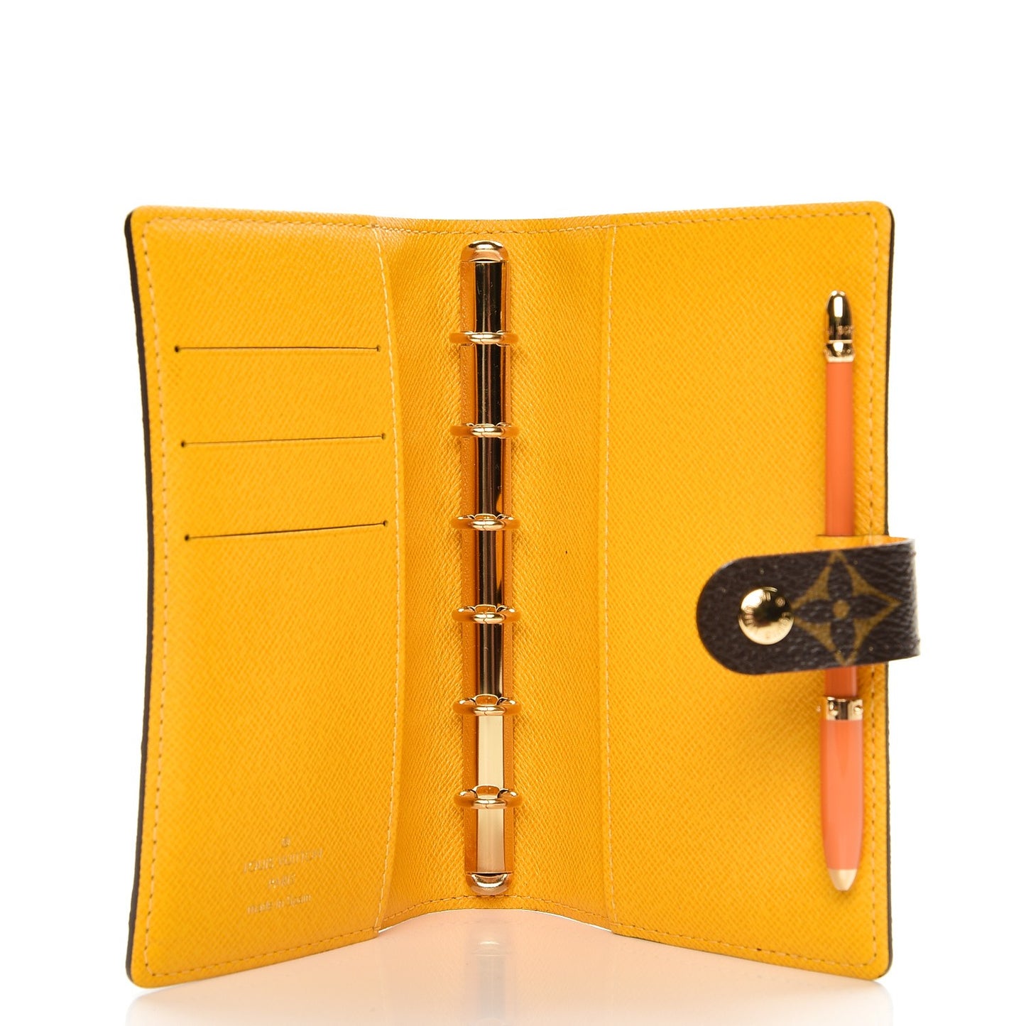 Monogram Groom Small Ring Agenda Cover with Pen Yellow