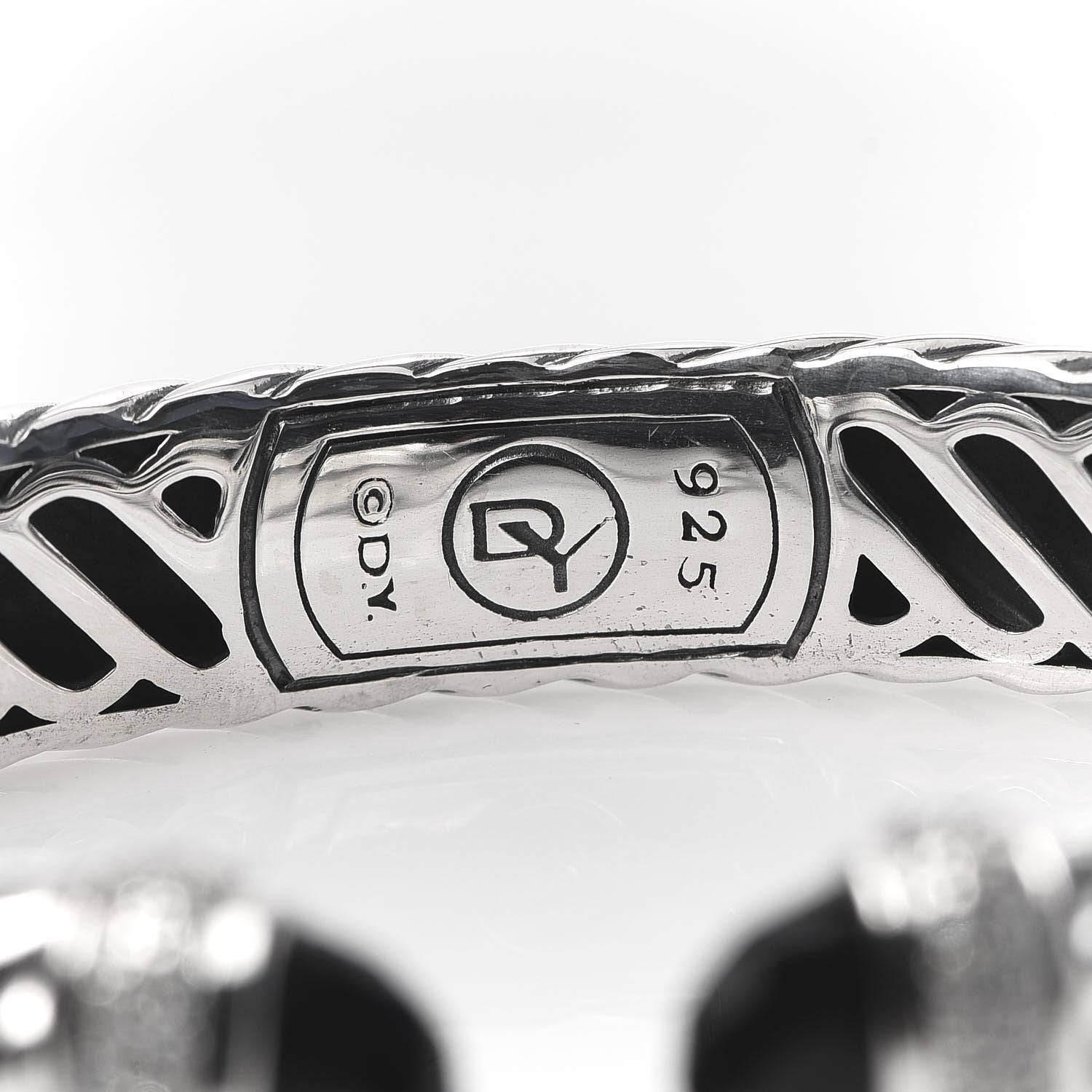 David Yurman Sterling Silver Diamond Black Onyx 10mm Waverly Bracelet 4 of 5