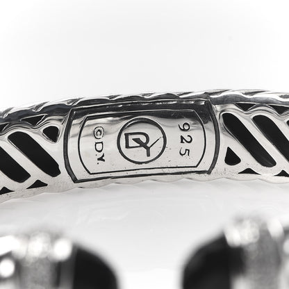 David Yurman Sterling Silver Diamond Black Onyx 10mm Waverly Bracelet 4 of 5