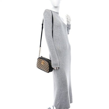 Gucci Monogram Matelasse Diagonal Small GG Marmont Chain Shoulder Bag Beige Black 2 of 11