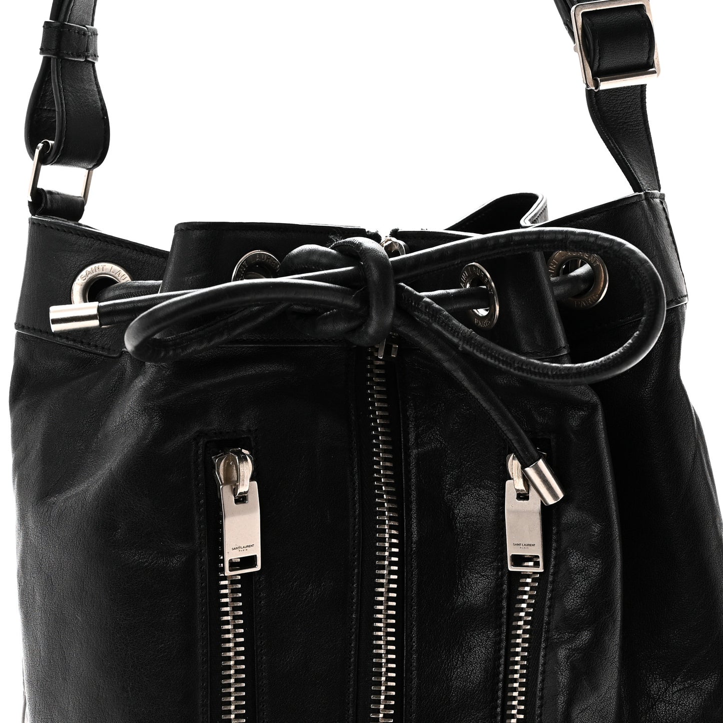 Calfskin Medium Rider Bucket Bag Black