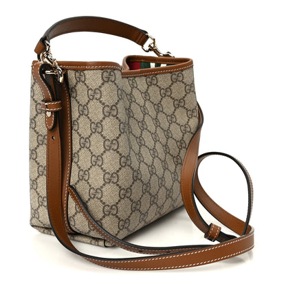 Gucci GG Supreme Monogram Emblem Small Shoulder Bag Beige Ebony Sundial 3 of 10