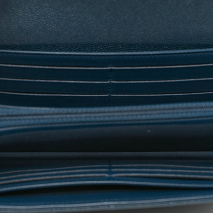 Chanel Caviar Quilted Boy Flap Wallet Blue 4 of 10