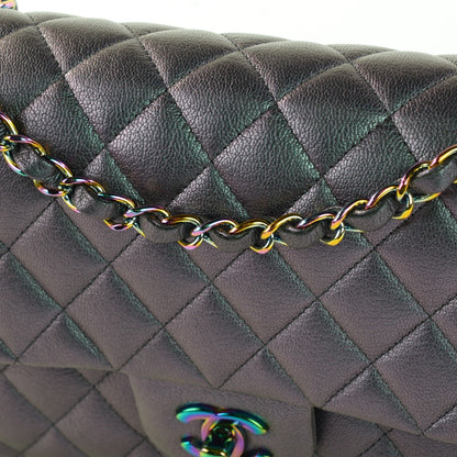 Chanel Iridescent Goatskin Quilted Medium Flap Purple 9 of 9