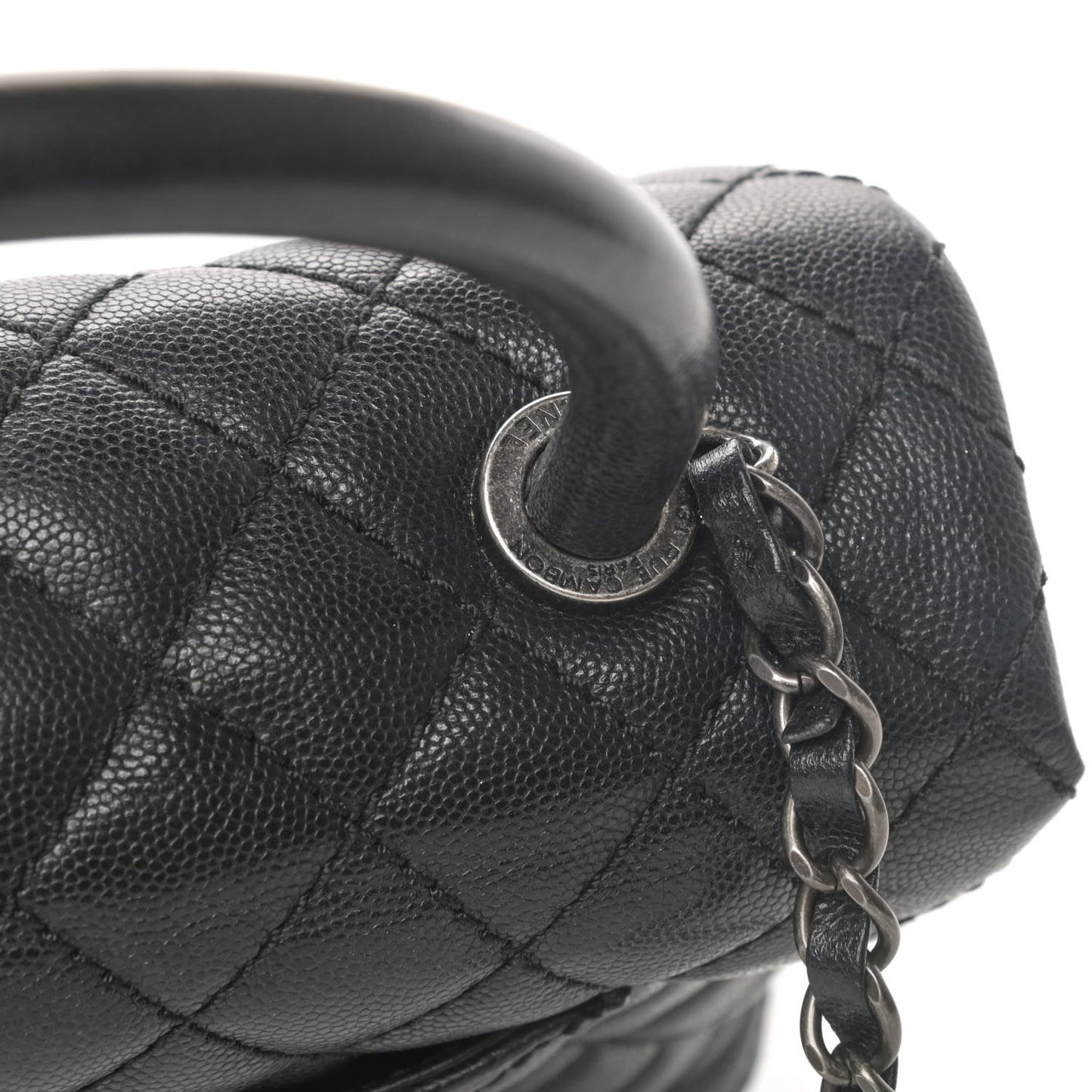 Caviar Quilted Small Coco Handle Flap Black