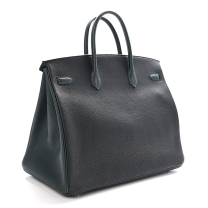 Hermes Togo Horseshoe Birkin 40 Black Vert Rousseau 2 of 12