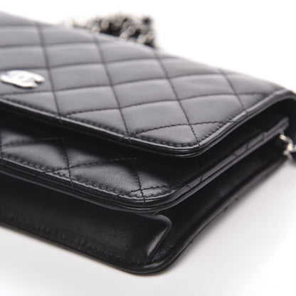 Chanel Lambskin Quilted Wallet On Chain WOC Black 9 of 11