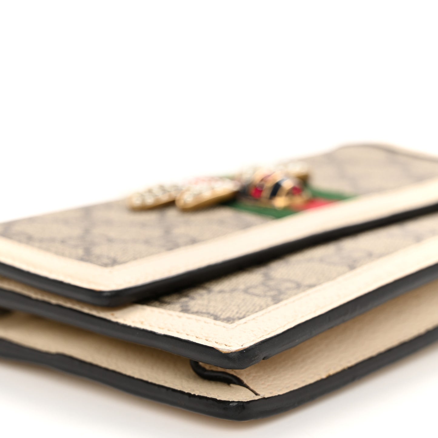 GG Supreme Monogram Web Queen Margaret Chain Wallet White