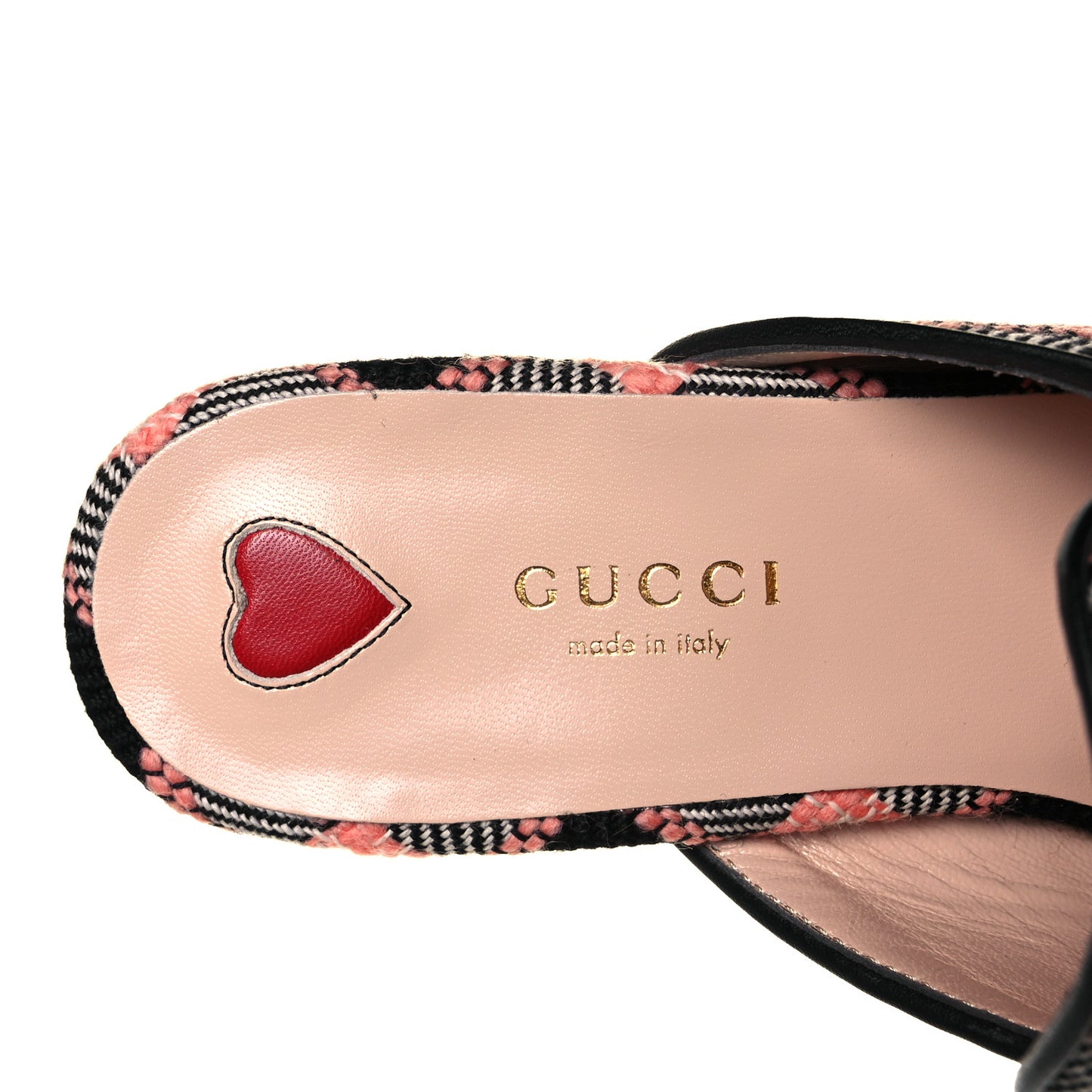 Tweed Calfskin Damier Womens Princetown Slippers 38 Black Pink Multicolor