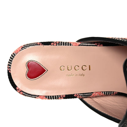 Gucci Tweed Calfskin Damier Womens Princetown Slippers 38 Black Pink Multicolor 7 of 8