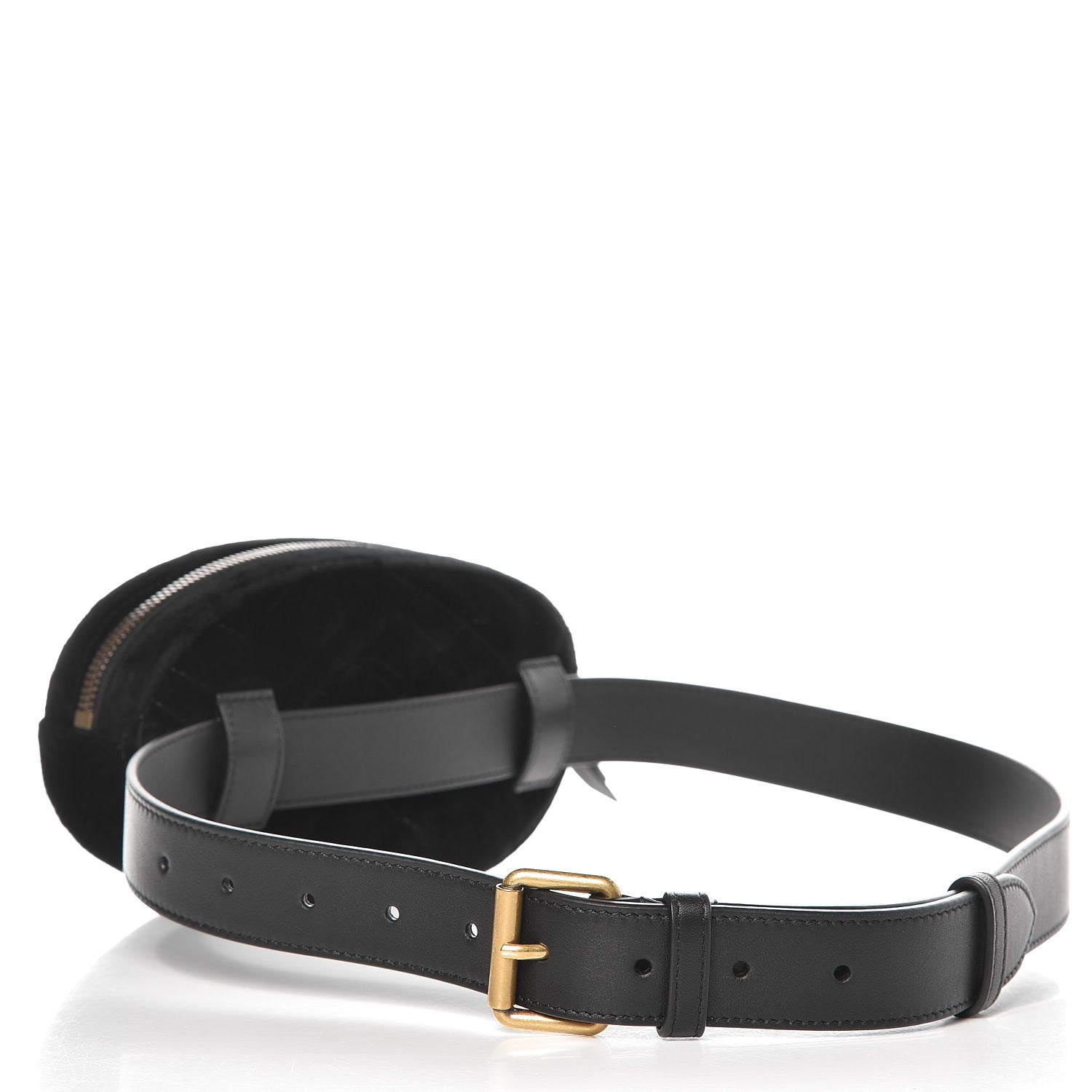 Gucci Velvet Matelasse GG Marmont Belt Bag 85 34 Black 3 of 8