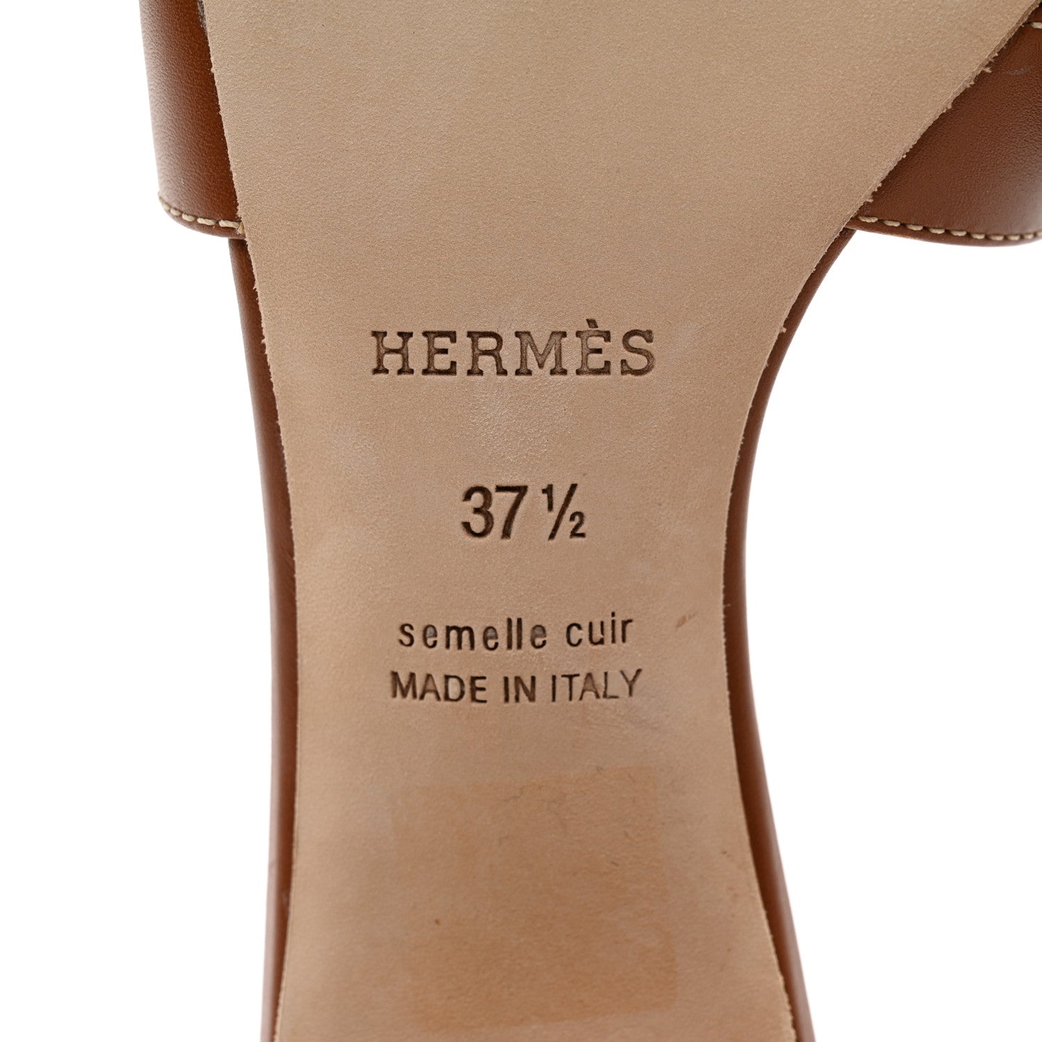 Hermes Calfskin Oasis Sandals 37.5 Gold 6 of 10