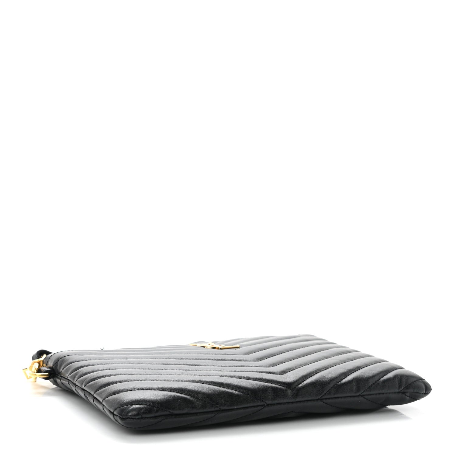 Saint Laurent Calfskin Matelasse Chevron Monogram A5 Wristlet Black 4 of 11