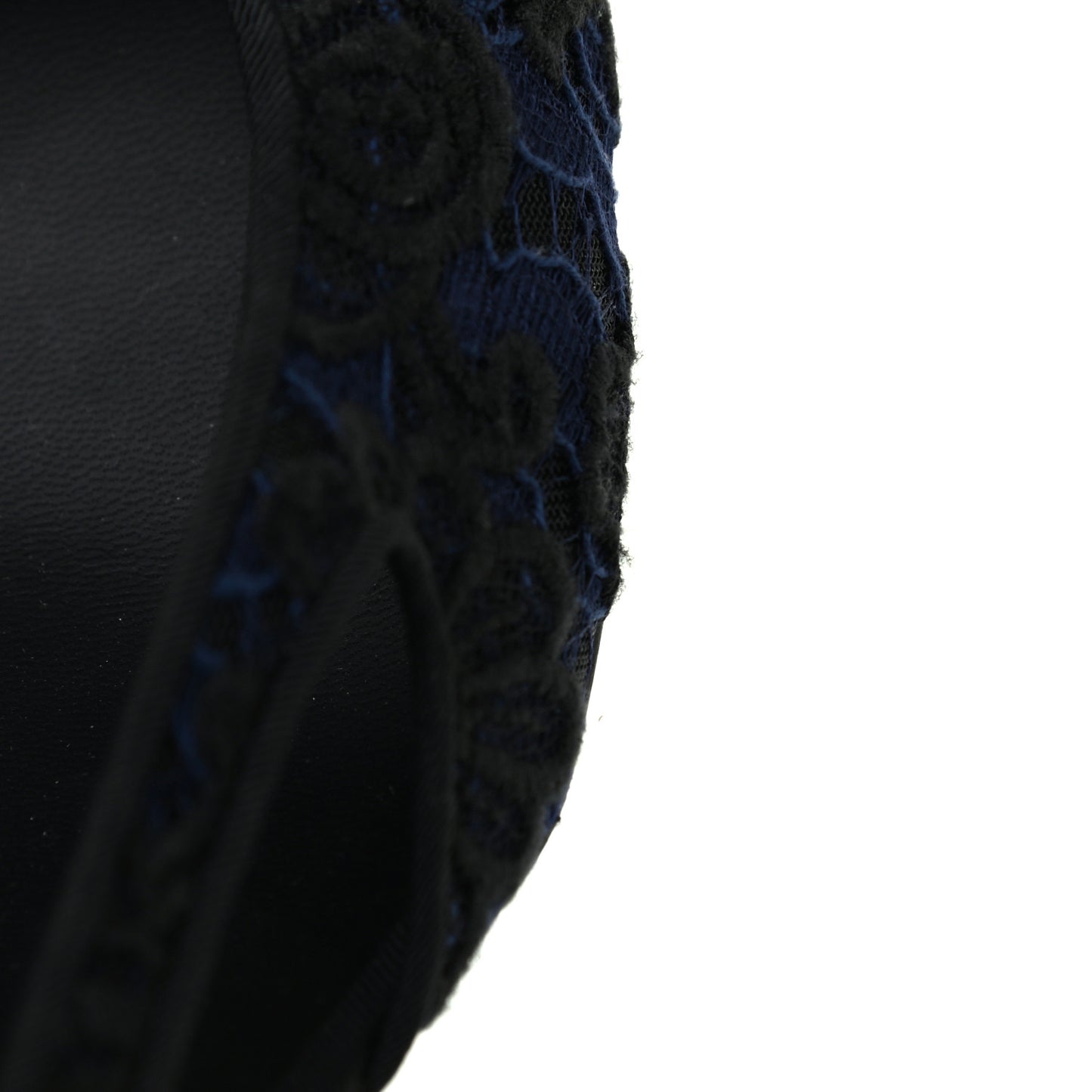 Lace Grosgrain Cap Toe CC Slingback Pumps 40 Navy Black