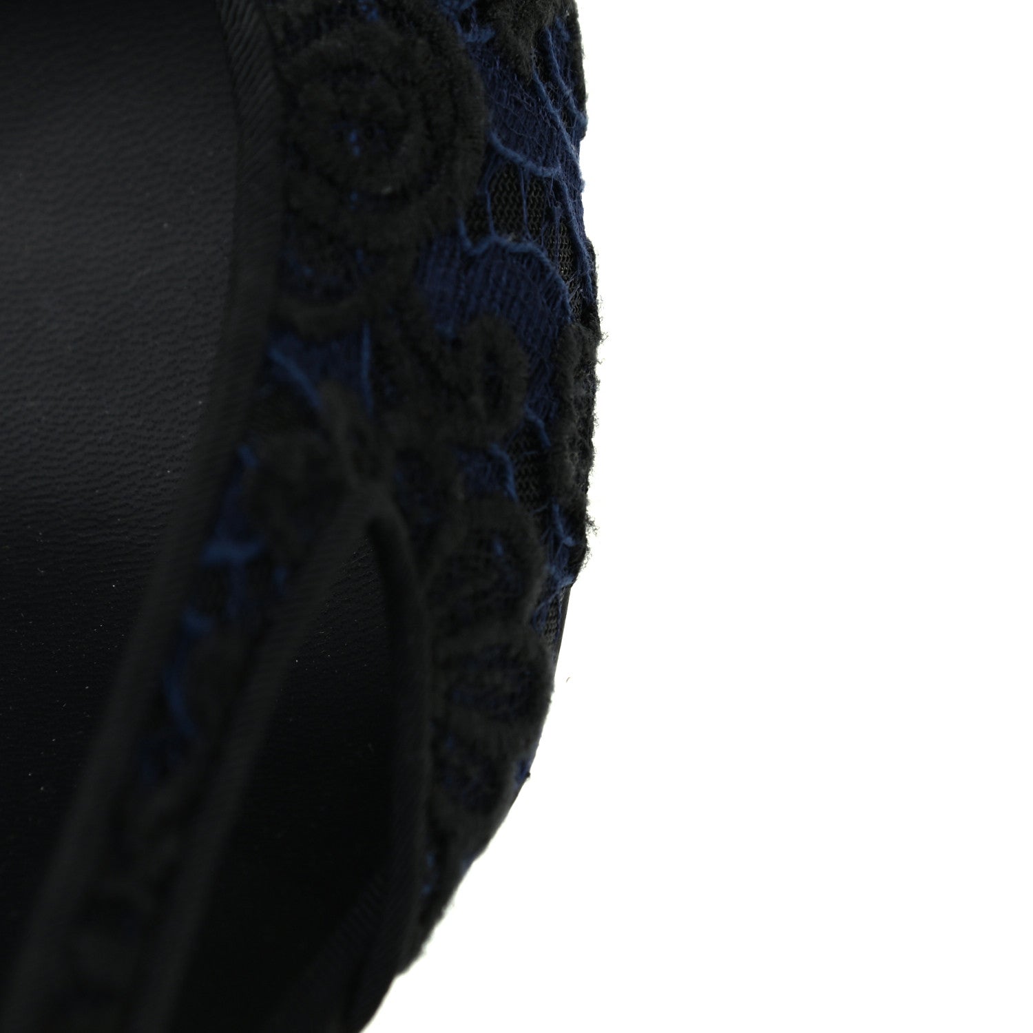 Chanel Lace Grosgrain Cap Toe CC Slingback Pumps 40 Navy Black 10 of 10