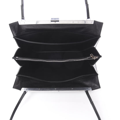 Celine Shiny Paperweight Calfskin Medium Clasp Shoulder Bag Black 4 of 8