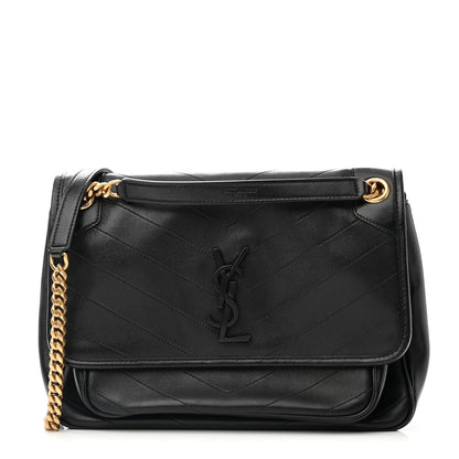 Saint Laurent Lambskin Matelasse Monogram Medium Niki Chain Satchel Black 1 of 12