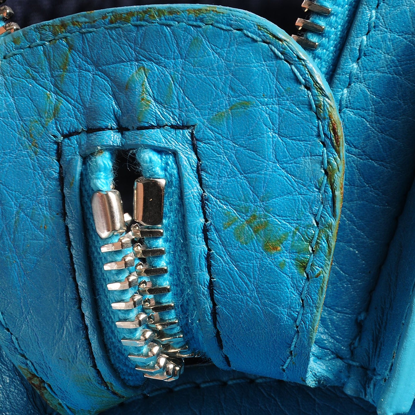 Calfskin Butterfly Pearls Frame Satchel Blue