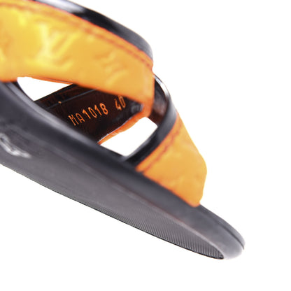 Louis Vuitton Calfskin Embossed Monogram Patent Heeled Sandals 40 Orange 9 of 9