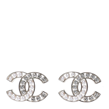 Chanel Crystal Pearl CC Earrings Light Gold 1 of 5