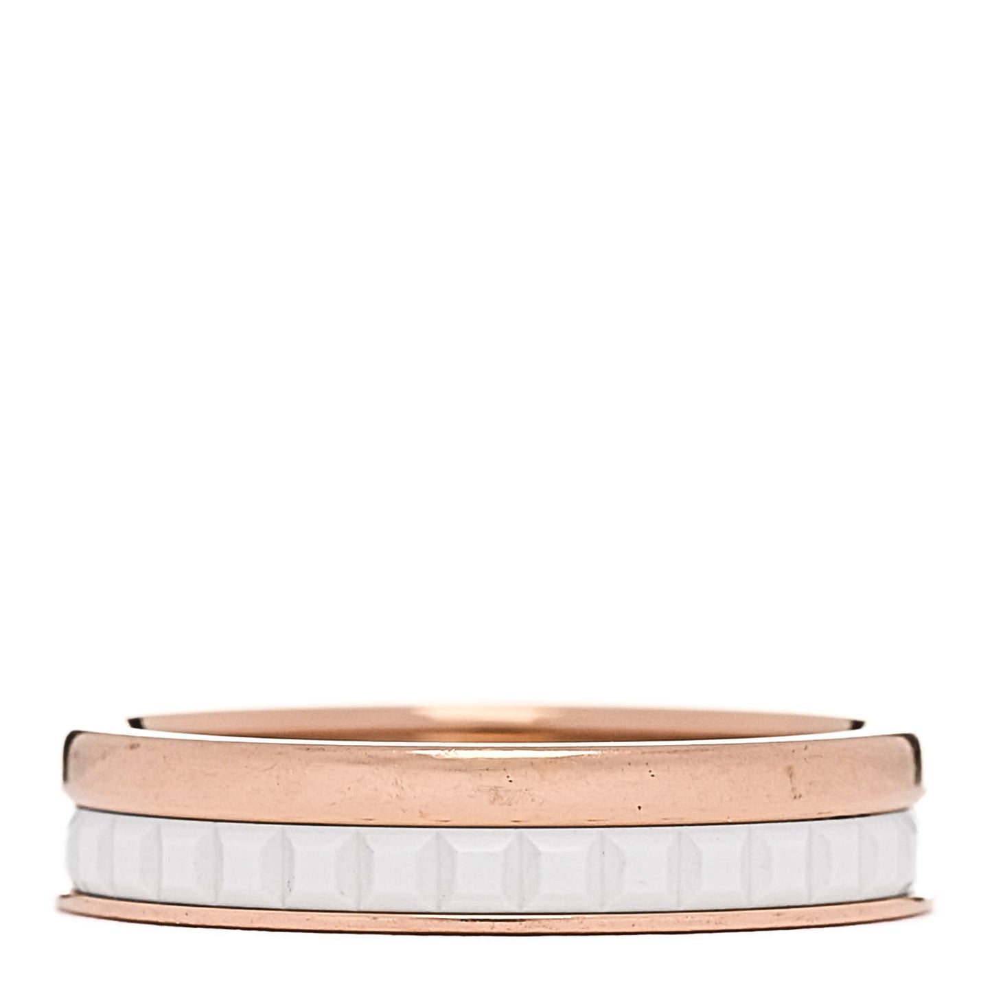 18K Pink Gold Ceramic Quatre White Edition Wedding Band Ring 47 4.25 59/8.75