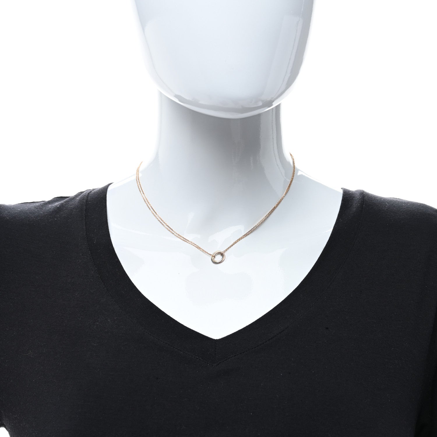 Cartier 18K Pink Yellow White Gold Trinity Double Chain Pendant Necklace 3 of 5