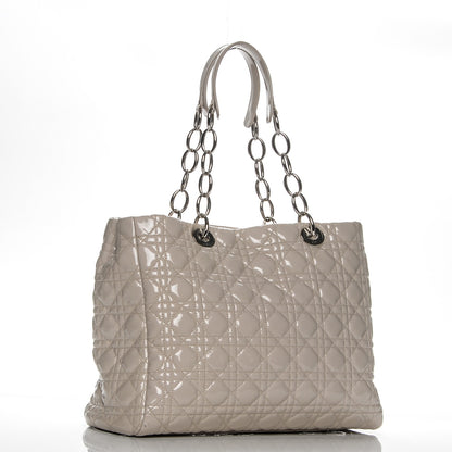 Christian Dior Patent Cannage Large Dior Soft Shopping Tote Light Grey 3 of 9