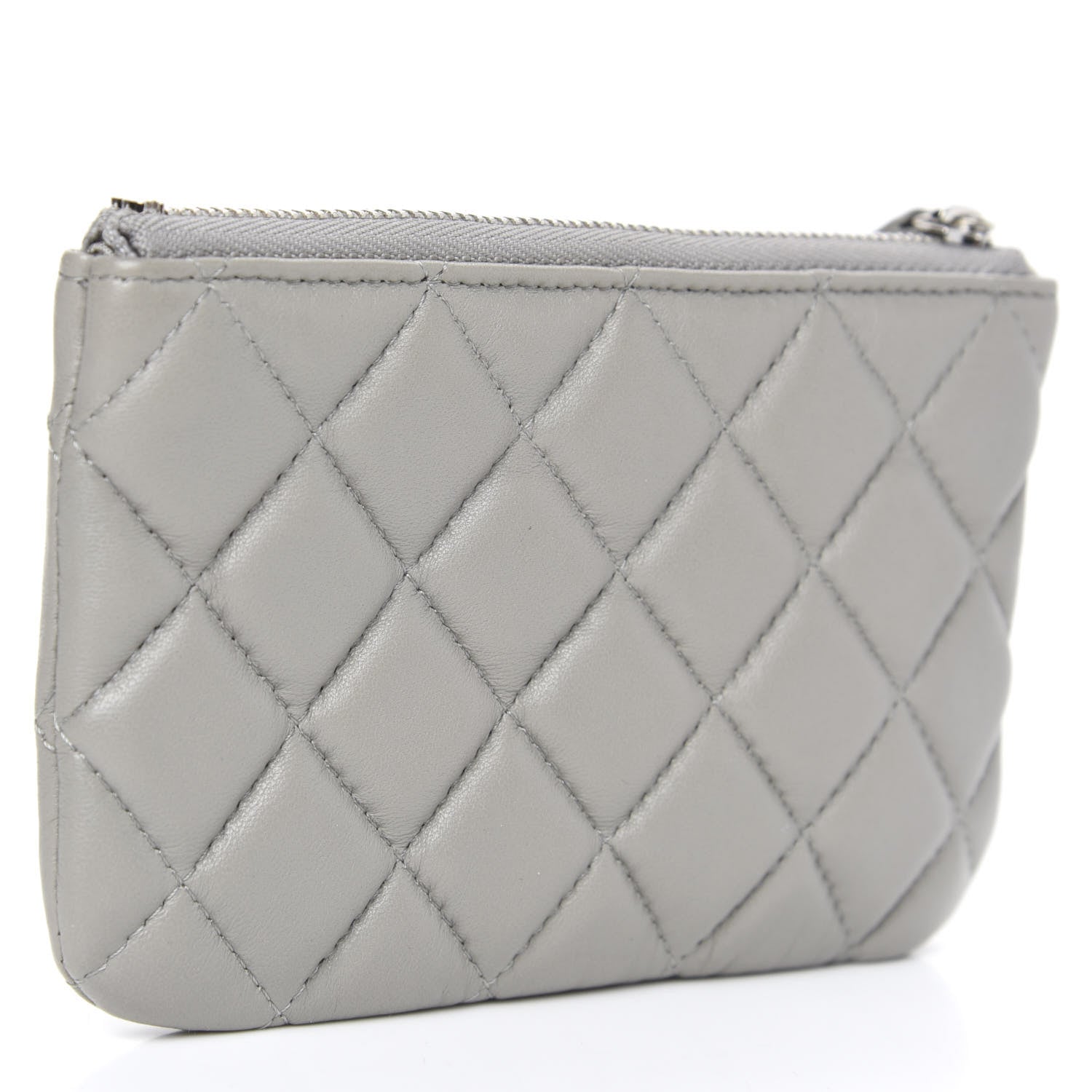 Chanel Lambskin Quilted Small Cosmetic Case Light Grey 3 of 8