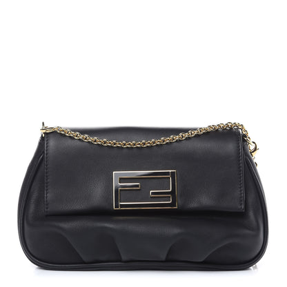 Fendi Vitello Flamingo Enamel Fendista Pouchette Crossbody Black 1 of 9