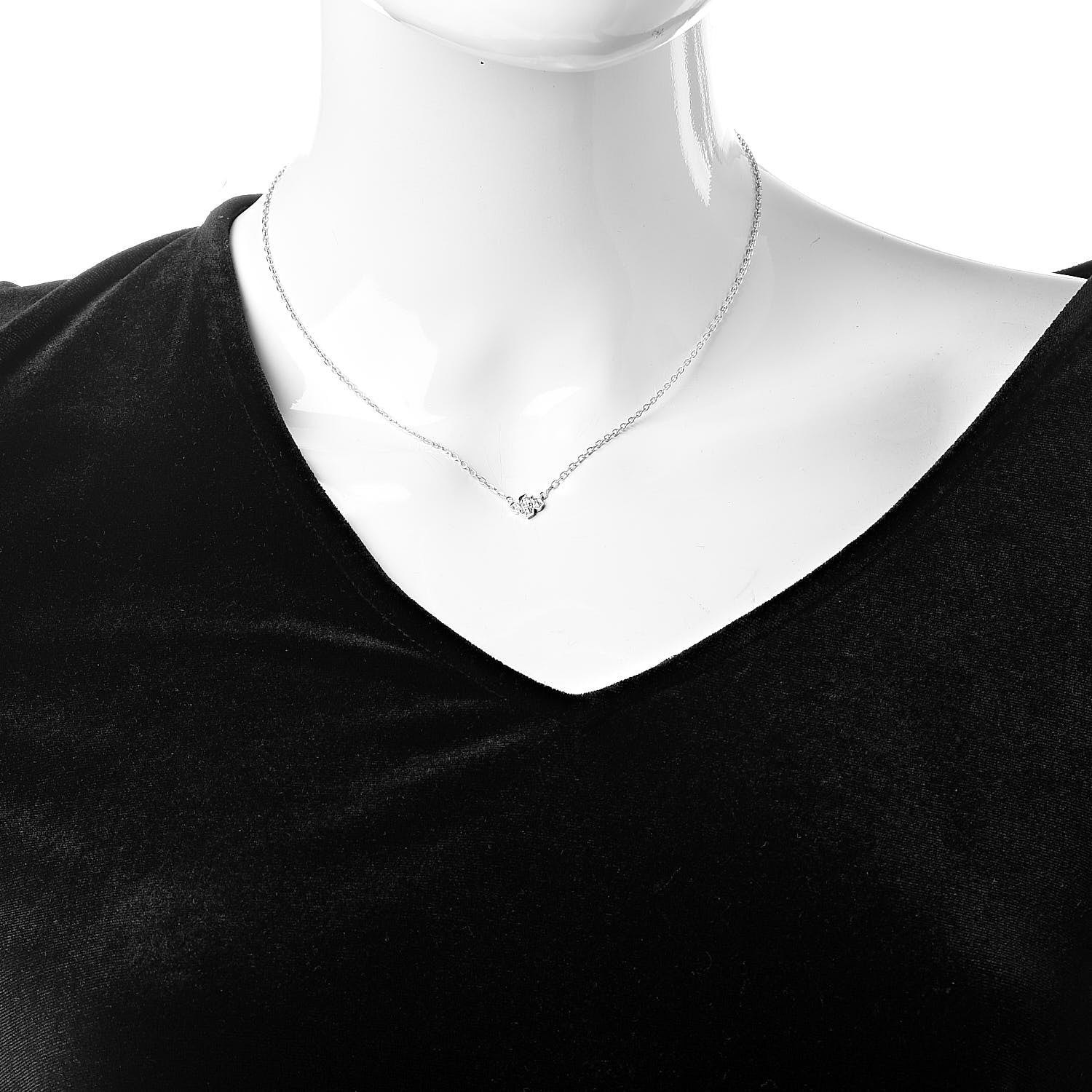 Cartier 18K White Gold Diamond .14ctw Hindu Floral Pendant Necklace 2 of 7