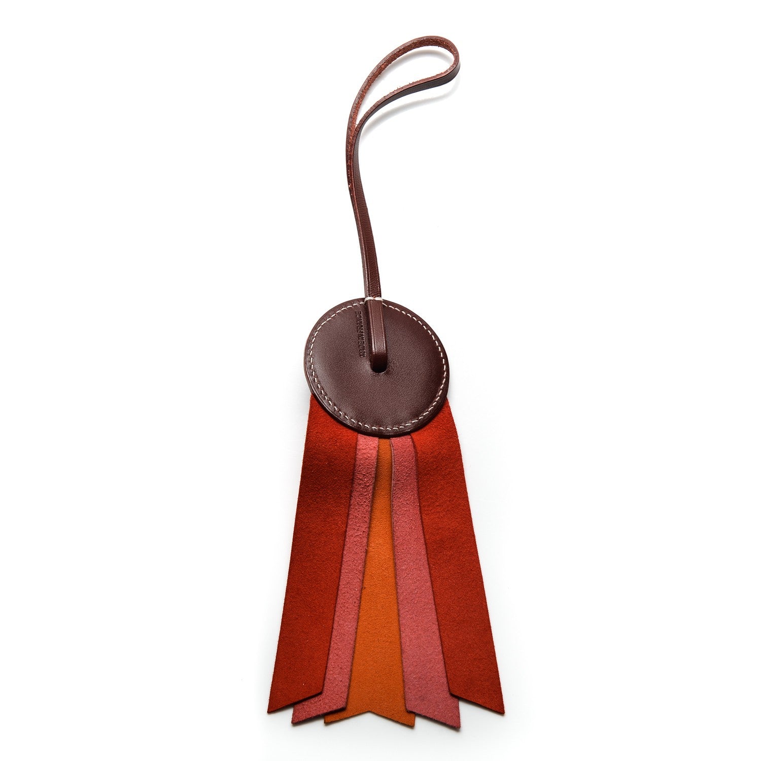 Hermes Vache Hunter Milo Lambskin Paddock Flot Bag Charm Orange Poppy Rose Azalee Red 3 of 4