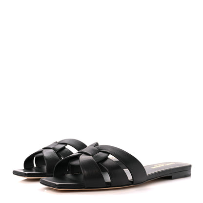 Saint Laurent Calfskin Tribute 05 Slide Sandals 36.5 Black 4 of 9