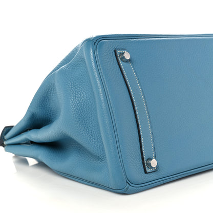 Hermes Taurillon Clemence Birkin 35 Blue Jean 7 of 47